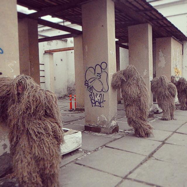 The funny fashion show of the Ghillie suits made by volunteers for the Ukrainian army