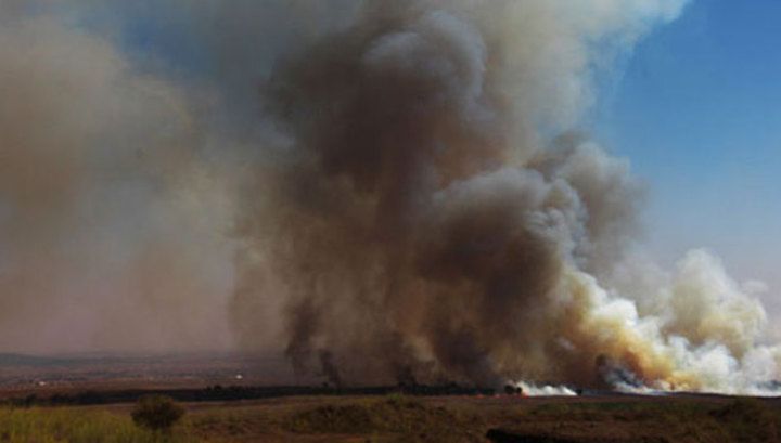 The explosion of ammunition in Russian armored vehicles troops that were preparing for the invasion of Ukraine