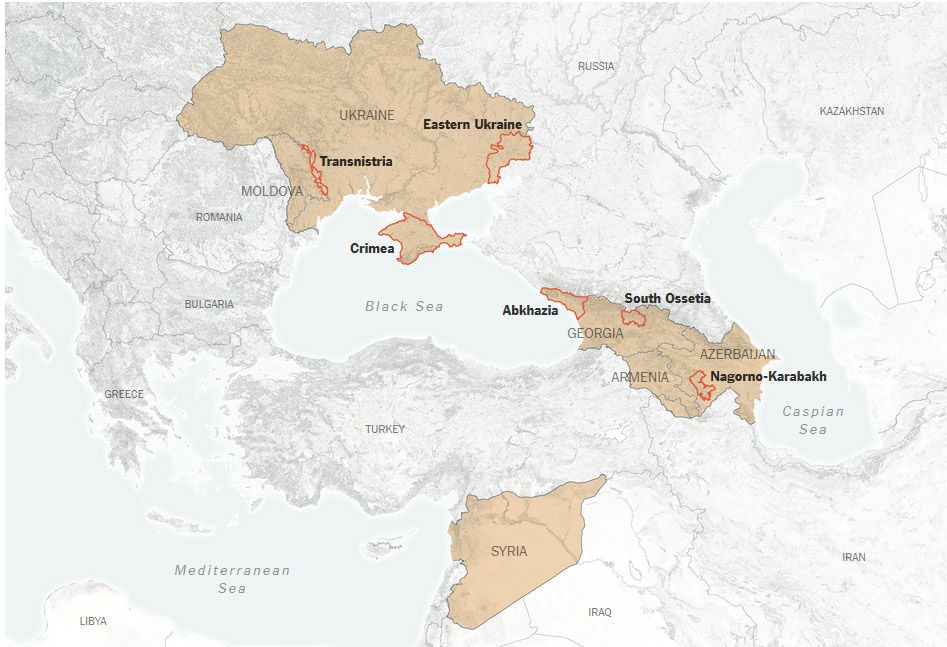 Eastern Ukraine and Crimea as Frozen Zones where Russia maintains influence in the Post-Cold War Era
